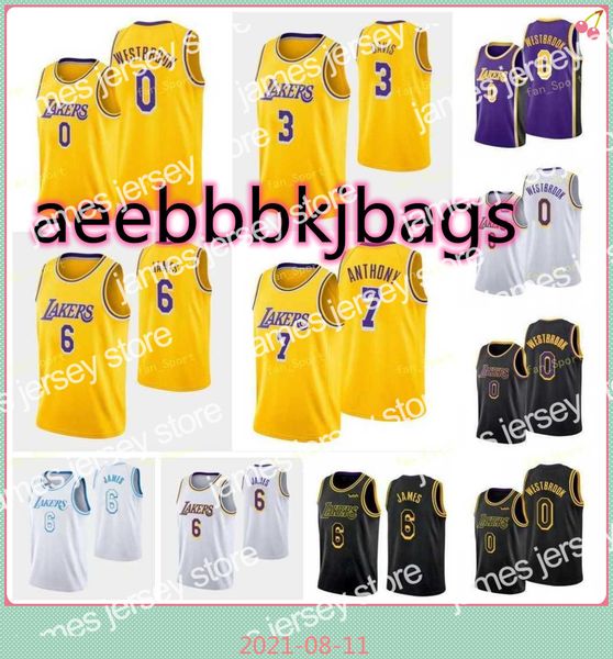 

24 city earned edition carmelo 7 russell 0 westbrook lebron 23 james basketball jerseys anthony 3 davis vintage men stitched shirts size s-3, Black