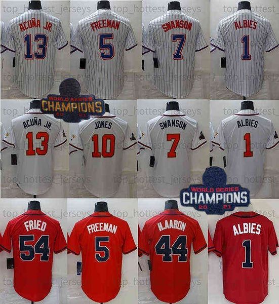 

2022 gold program baseball ronald 13 acuna jr dansby ozzie albies swanson red jersey max fried austin freddie riley an hank aaron gold, Black