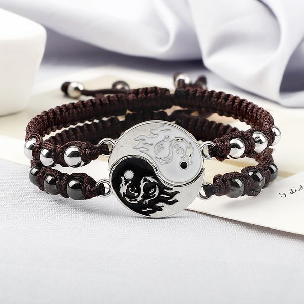 

couple bracelet dragon yin yang strands tai chi gossip adjustable braided chain bracelets amp bangles matching lover friendship jewelry, Black