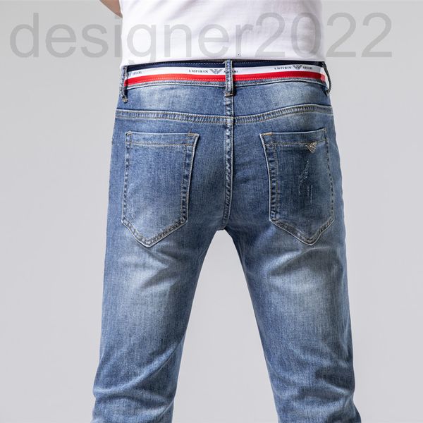 

men's jeans designer korean spring and summer men's jeans are soft comfortable fashionable versatile elastic slim fit straight pan, Blue