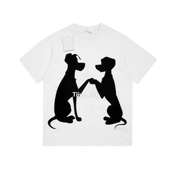 

22fw france new classic cute dog couples tee man women fashion street high end designer t-shirt summer limited vacation trend short sleeve t, White;black