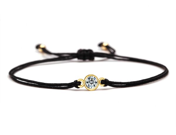 

sparkling cubic zirconia strand copper charm bracelet women femme red string black thread thin chain adjustable fashion jewelry present
