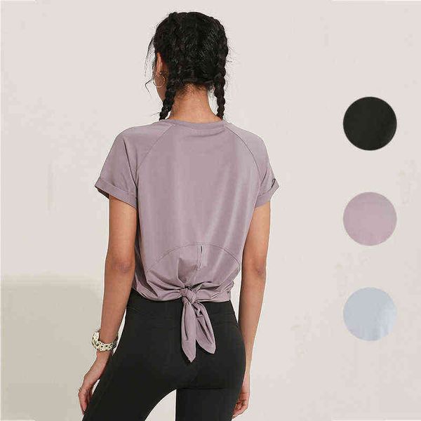 

same female yoga t-shirt fitness sports running outdoor back split breathable leisure short sleeve