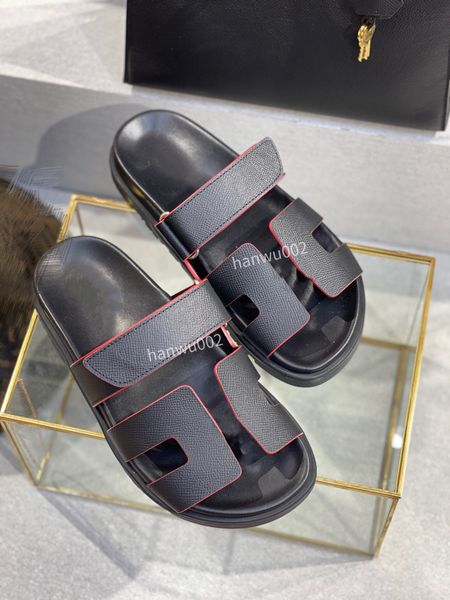 

2022 designer leather slippers womens sandals straps with adjusted gold buckles women summer slipper size35-45, Black