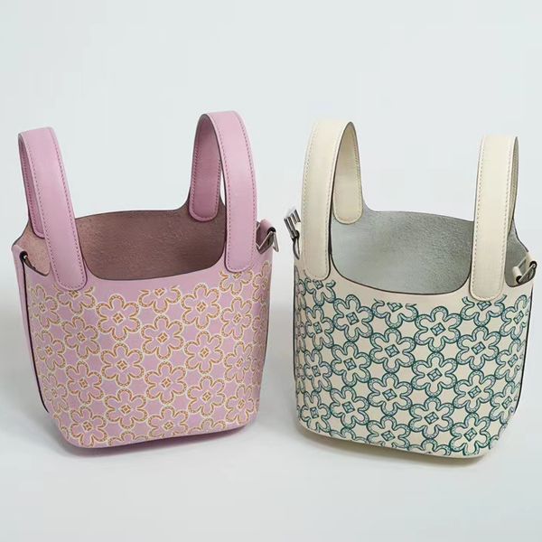 

luxury handbags handle bagslady designer bags leather fashion box leather handmade artwork mini size vegetable basket head layer calfskin ha