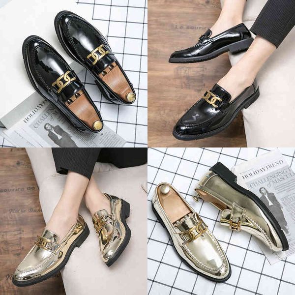 

dres shoe oxford men wedding shoe chain gold designer luxury formal busines loafer lace up full leather minimalist for 220723, Black