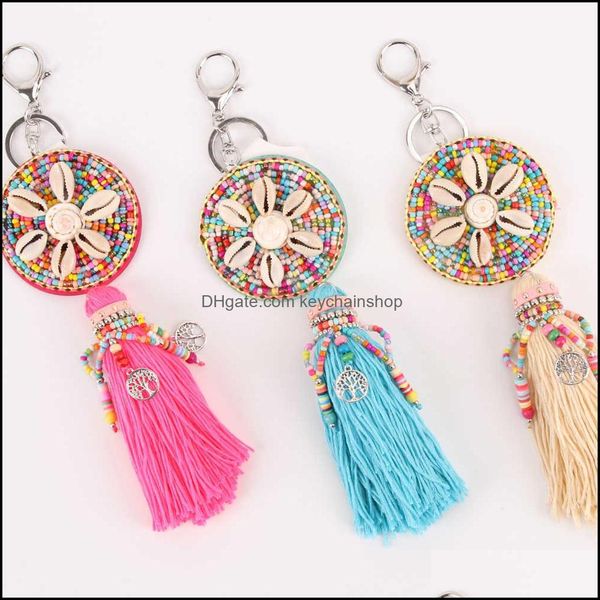 

keychains colorf beach shell tassel tree beads keychain bohemian handmade key ring for women handbag accessorie jewelry keychainshop dhzvm, Silver
