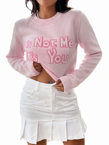 

slogan pattern ribbed knit sweater l8jw#, White;black