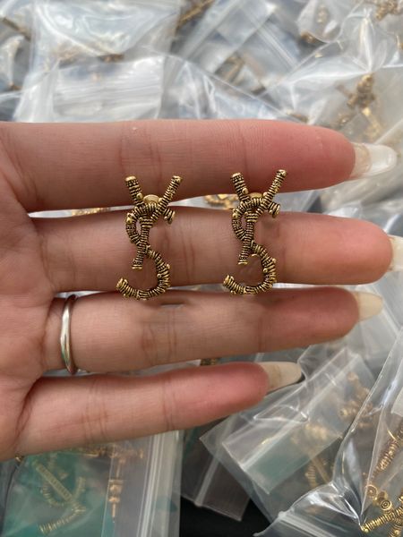 

designer earring love charm for woman 4 styles with diamonds brand simple letters y gold 925 silver diamond ring lady earrings jewelry ear s, Golden