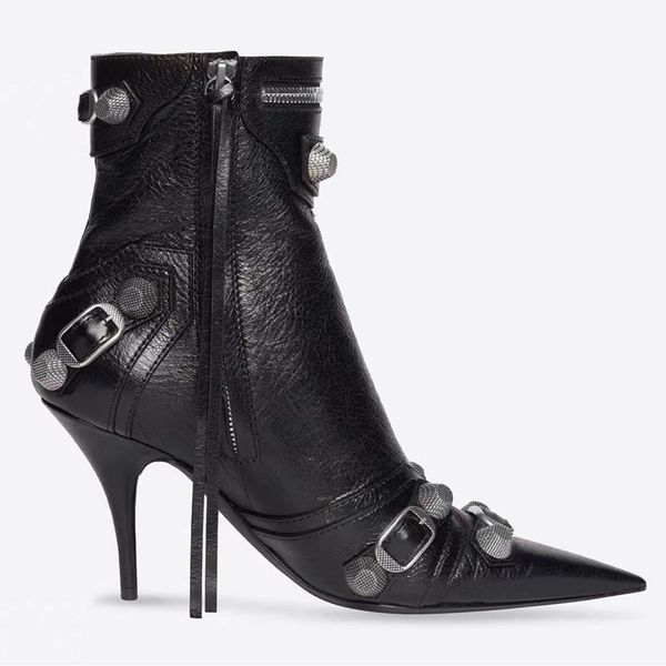 

martin boots fashion pointed toe brand luxury hoof heel basic ankle boots leather fabric roman low women's shoes catwalk wedding, Black