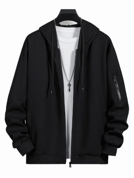 

men zip up drawstring hoodie without tee c4ze#, Black