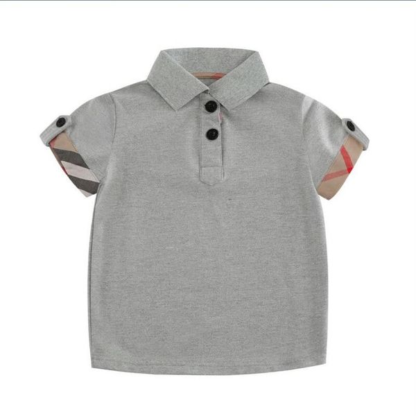 

boys' summer short sleeve t-shirt cotton lapel casual grey children's 449, Blue