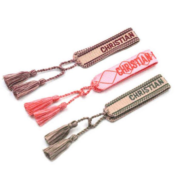 

designers fashion adjustable bracelet luxury woven friendship rope bangle brand women vintage braided men embroidery tassel bracelets jewelr, Golden;silver