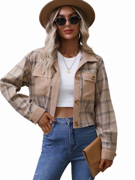 

plaid flap pocket jacket s6p5#, Black;brown