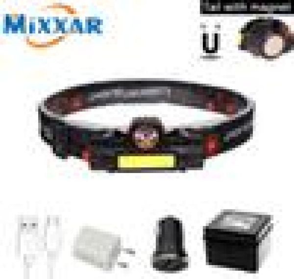 

portable mini led headlamp headlight rechargeable builtin 18650 battery mag
