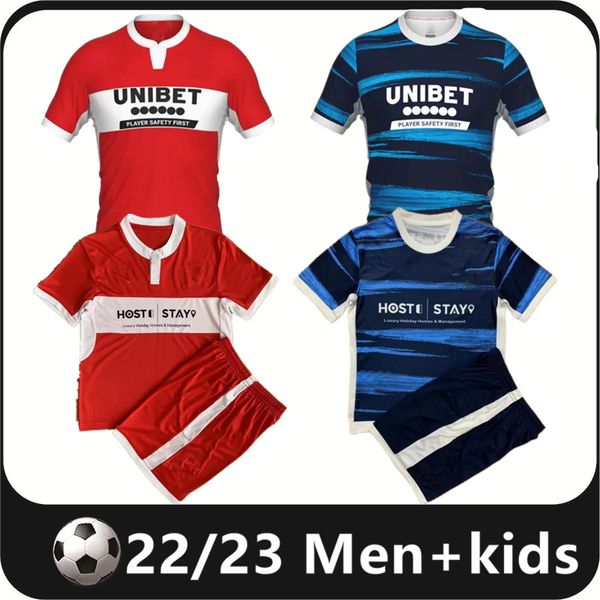 

2022 2023 fletcher middlesbrough soccer jerseys michael fletcher flint wing assombalonga akpom 22 23 home red away blue men kids kit full se, Black;yellow
