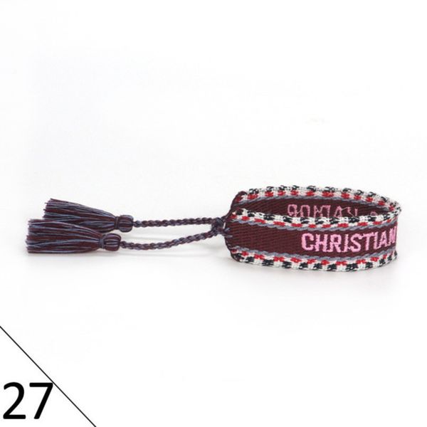 

designers fashion wovens friendship bracelet for luxury brand handmade braided bracelets with tassel print embroidery men bangle code 20-38, Golden;silver