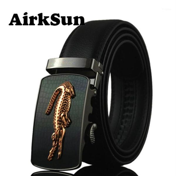 

airksun 2022 fashion 140cm crocodile buckle mens belts for genuine leather big size belt men ceinture homme238l, Black;brown