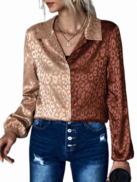 

leopard jacquard satin shirt 915p#, White