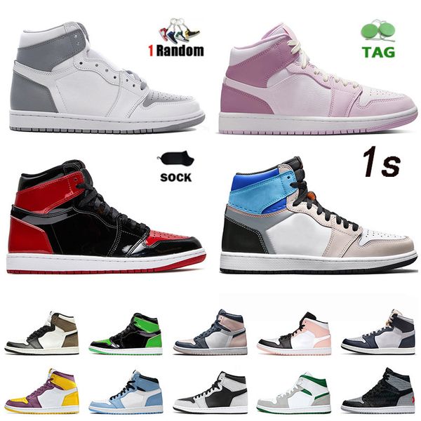 

ts men women 1s basketball shoes jumpman 1 bred patent valentines day stealth white university blue dark mocha obsidian og