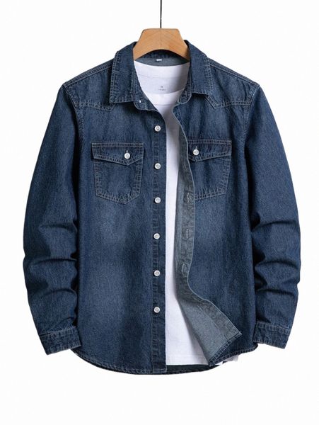 

men flap pocket denim shirt without tee 62tr#, White;black