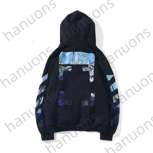 

men's hoodies fashion brand sweatshirts offs new oil painting jacket loose plush and women's hoodie for men white brands tracksuit, Black
