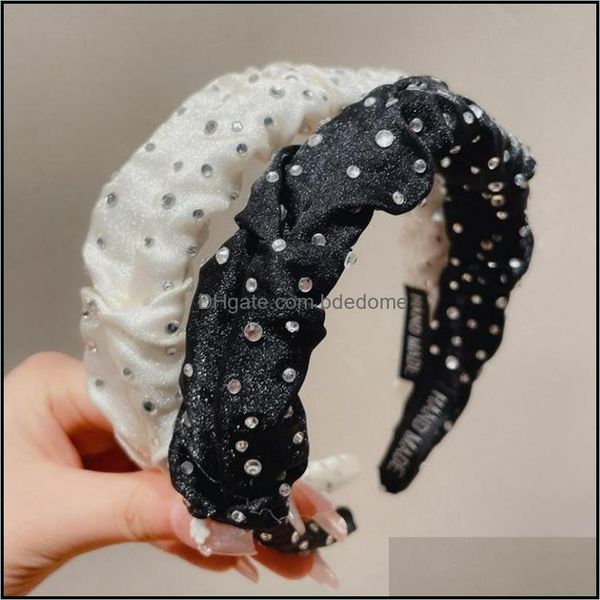 

headbands pleated headband hair accessories rhinestone wholesale high skl temperament wide-brimmed drop delivery 2021 jewe bdedome dh2nd, Silver