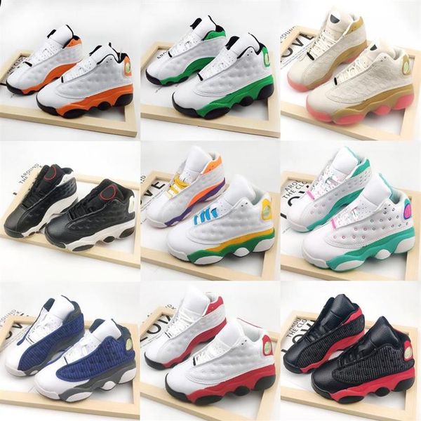 

13s 13 kids basketball shoes 2021 white lucky green starfish cny he got game chicago babys toddler children outdoor sneakers size 252s, Black