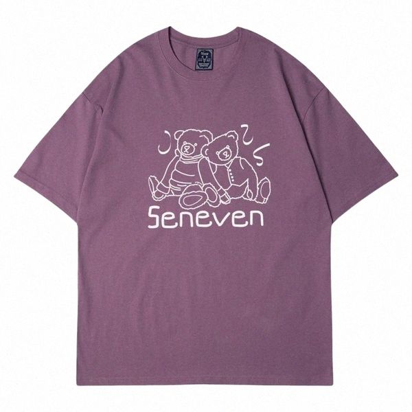

women's t-shirt summer cartoon anime cute women bear print graphic japanese tees loose oversized steampunk tee goth female 24uu#, White