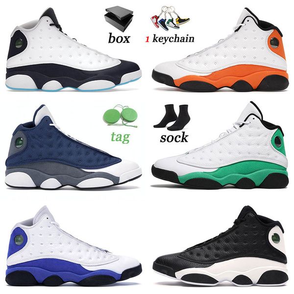 

fashion og jumpman 13 13s xiii basketball shoes high obsidian starfish lucky green flint hyper royal brave blue for men women athletic sneak, White;red