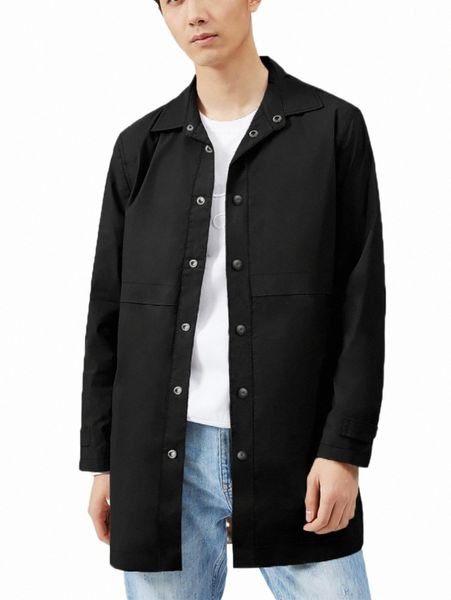 

men snap button up trench coat y61g#, Tan;black