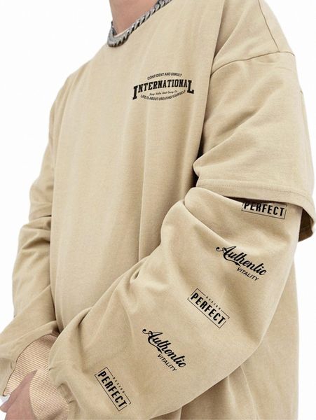 

x made in america men letter graphic drop shoulder sweatshirt m2do#, Black