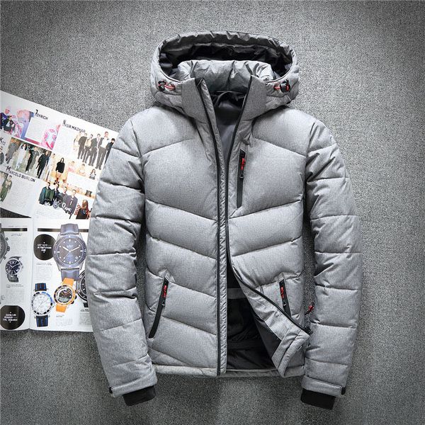 

2022 winter new mens down jacket warm thickened parka fashion outdoor down coats popular puffer jackets simple solid color with hat multicol, Black