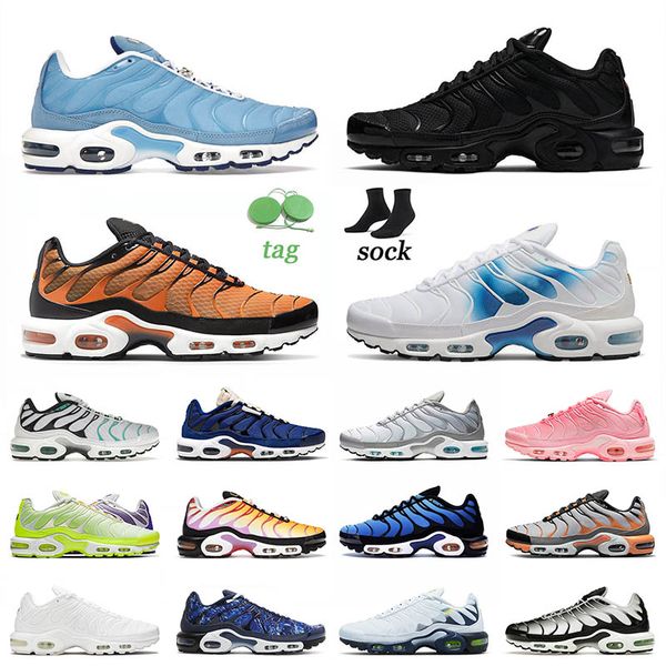 

2022 tn plus running shoes size 12 university blue triple black orange tiger club spray paint lime blast men women trainers sneakers, White;red