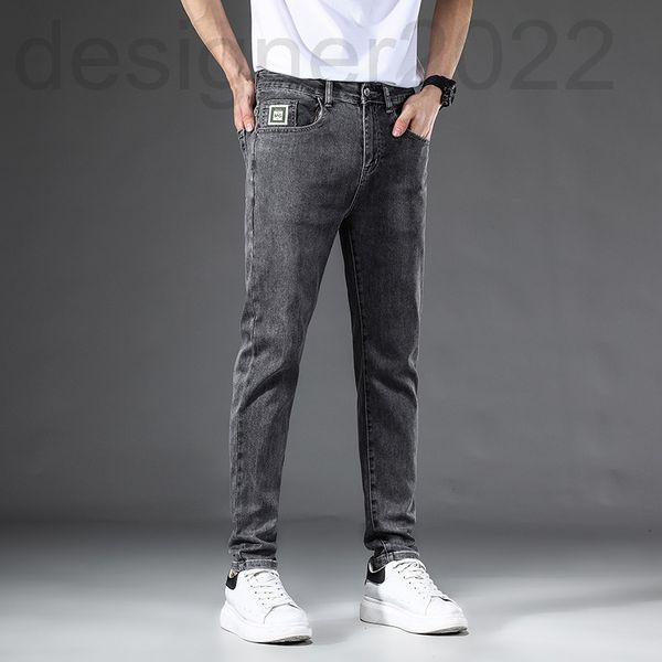 

men's jeans designer spring youth high-grade smoke grey men's jeans are simple fashionable personalized and versatile slim fit sma, Blue