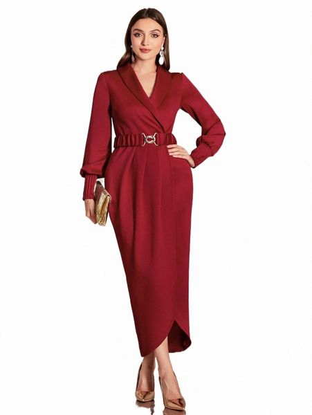 

shawl collar wrap belted dress z2lm#, Black;gray