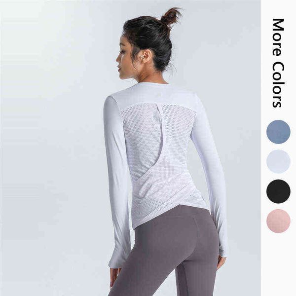 

autumn casual round neck versatile breathable fashion sports running fitness women's yoga clothes long sleeved t-shirt