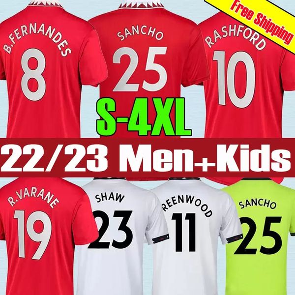 

sancho rashford soccer jersey 22 23 b. fernandes 2022 2023 fans player version mans utd martial manchesters eriksen shaw martinez football s, Black;yellow