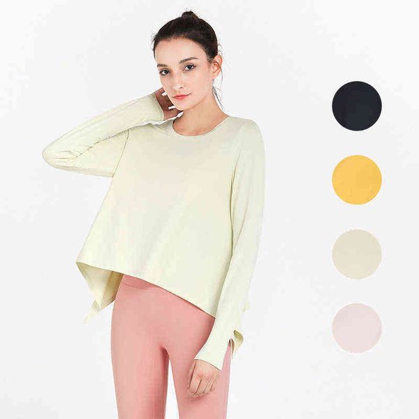 

autumn women's yoga fitness sports long sleeve strap outdoor running dance mat top