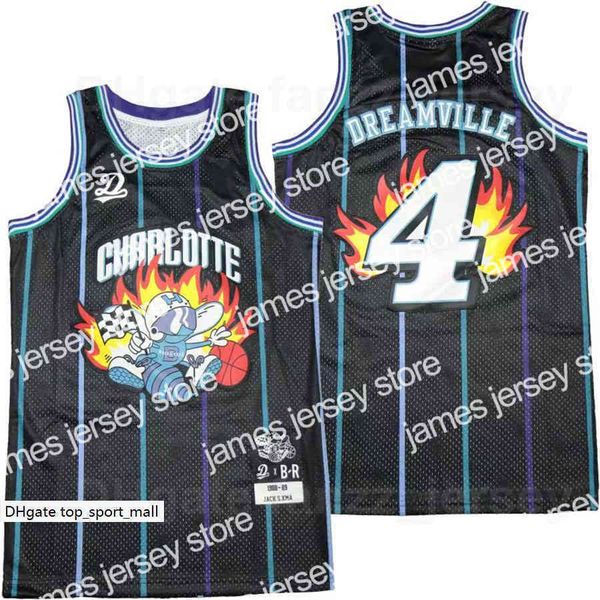 

24 men moive basketball br remix 4 dreamville jersey vintage breathable pure cotton pullover team color black retro sports uniform good qual