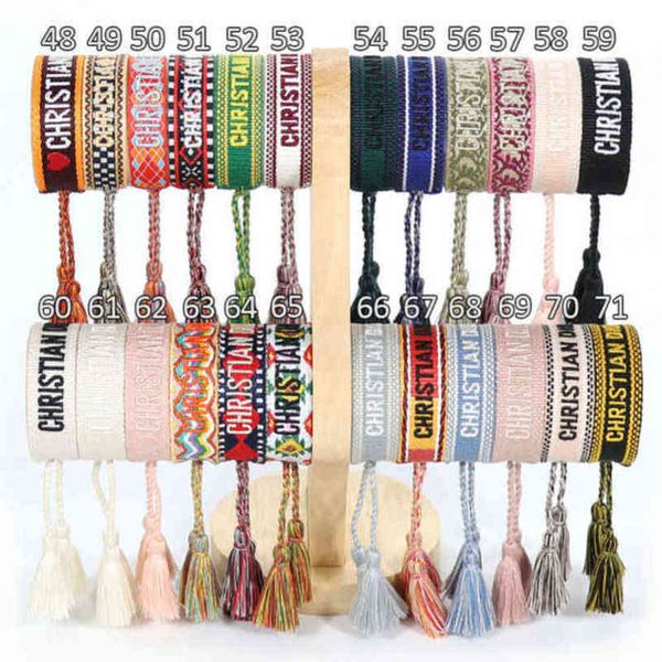 

fashion brand bracelets woven friendship for womens handmade braided luxury bracelet designers with tassel print embroidery mens jewelry ban, Golden;silver