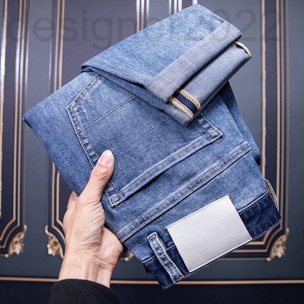 

men's jeans designer spring light blue jeans for young men micro ha fashion trend versatile slim straight pants in3l