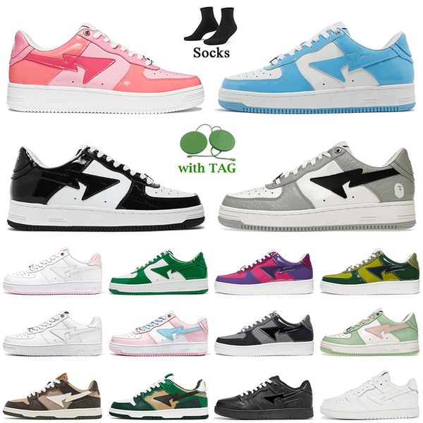 

women mens baped bapesta sk8 sta running shoes 2022 designer bapestas shoe abc color camo combo pink blue grey black white green orange trai
