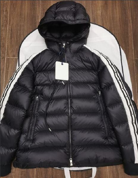 

men down jacket hooded down coats outdoor thick warm feather winter coat outwear jackets parkas size s-xxl, Black