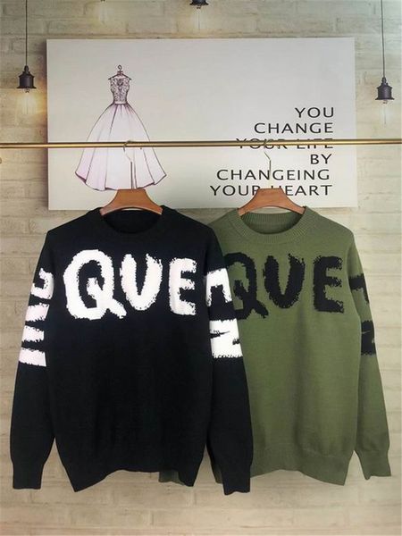 

designers sweaters mens womens winter man sweater brands knit low neck men hoodies old flower knitted alphabet jacquard k8f5, Black