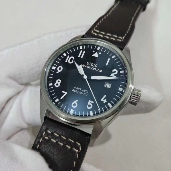 

mens automatic mechanical watch brown blue black leather, Slivery;brown