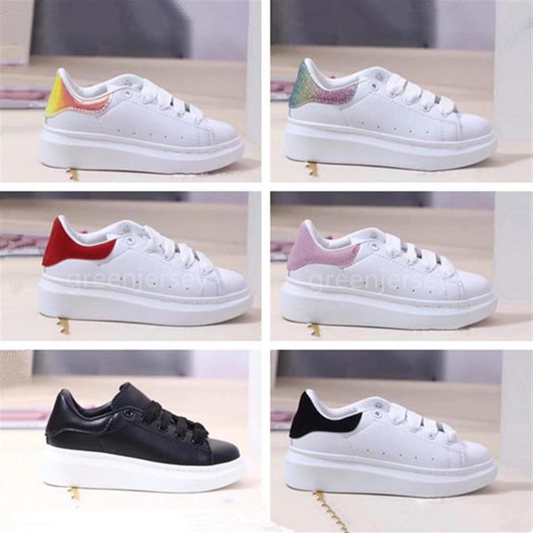 

classic platform kids boys girls running shoes white black leather children infant baby outdoor toddler trainer sports designer sn305g