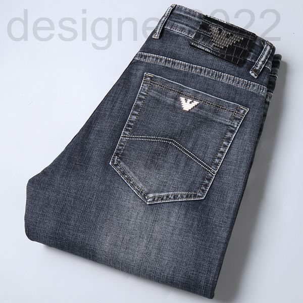 

men's jeans designer men's light business loose jeans soft comfortable elastic casual thin pants xanh, Blue