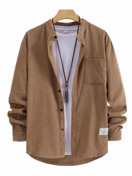 

men patched detail pocket front coat without tee o6dh#, Black;brown