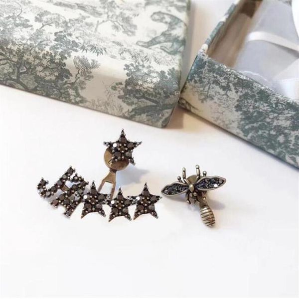 

fashion brand bees diamond pearl earrings stud luxury designer letter charm earring bijoux for women lady party wedding lovers gif296y, Golden;silver